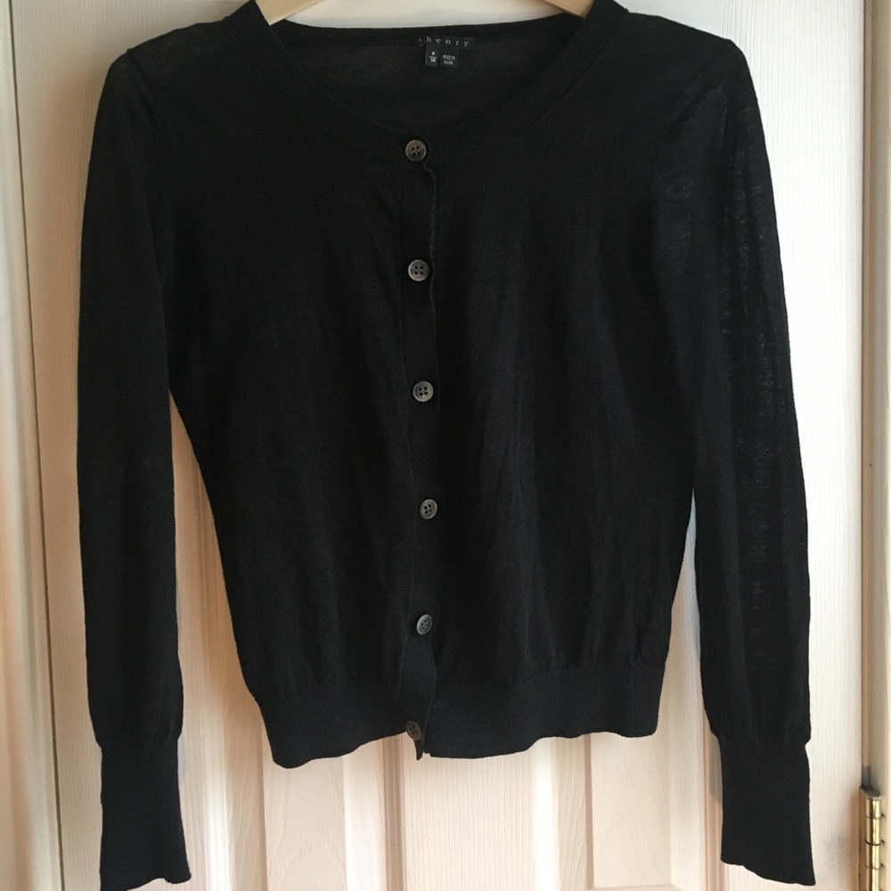 Theory Cardigan: Linen + Black